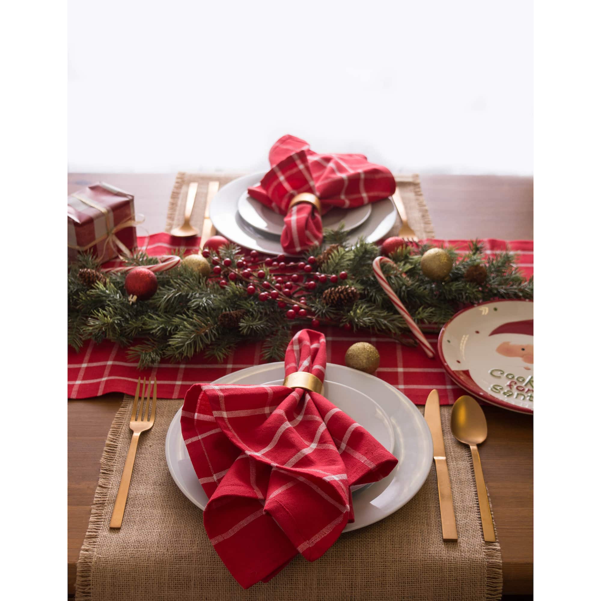 DII® 72" Holly Berry Plaid Table Runner
